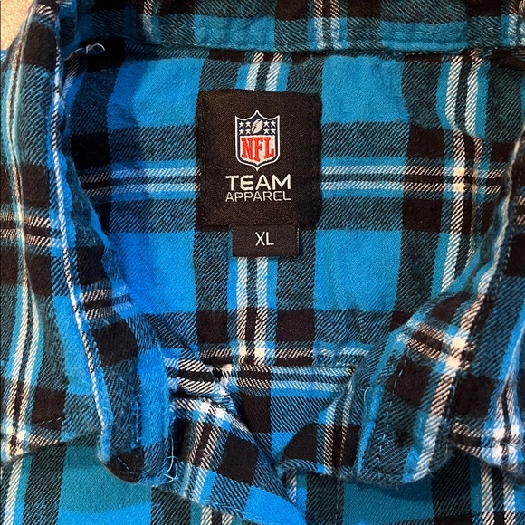 NFL Team Apparel Carolina Panthers Plaid Flannel Button-Down Shirt Women’s XL - Picture 3 of 8